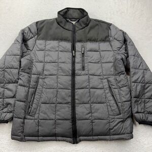 Rainforest Mens Quilted Puffer Jacket Gray Full Zip Stand Collar XL Thermolite